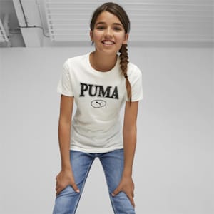 PUMA SQUAD Girls' Graphic Tee, Warm White, extralarge
