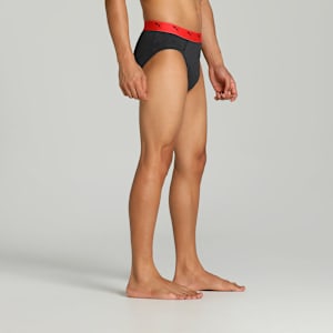 Stretch Plain Men's  Briefs Pack of 2, Puma Black-Dark Gray Heather