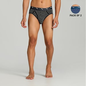 Stretch AOP Men's  Briefs Pack of 2, Dark Denim-Dark Gray Heather