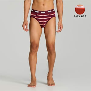 Stretch Stripe Men's Briefs Pack of 2 with EVERFRESH Technology, Grape Wine-Chili Oil, extralarge-IND