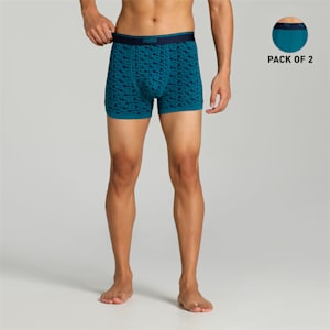 Stretch AOP Men's Trunks Pack of 2 with EVERFRESH Technology, Peacoat-Blue Coral