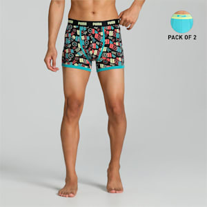 Stretch AOP Men's  Trunk Pack of 2, Puma Black-Porcelain