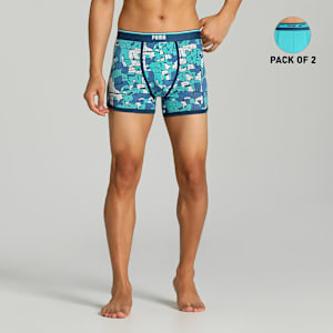 Stretch AOP Men's  Trunk Pack of 2, Dark Denim-Porcelain