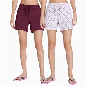 PUMA Women's Shorts Pack of 2, Lavender Fog-Grape Wine, extralarge-IND