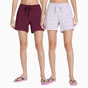 Women's Shorts Pack of 2, Lavender Fog-Grape Wine, extralarge-IND