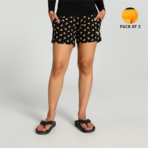 Women's Shorts Pack of 2, PUMA Black-Zinnia, extralarge-IND