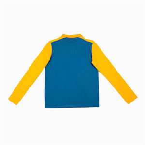 Colorblock Longsleeve Youth Polo, Lake Blue-Tangerine