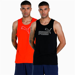 Men's Slub Tank Pack of 2, Puma Black-Cherry Tomato