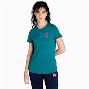 Multicolor Logo Women's Regular Fit T-Shirt, Teal Green, extralarge-IND