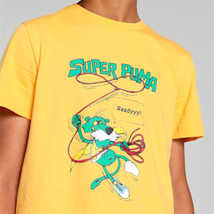 Super PUMA Printed Graphic Youth T-Shirt, Mustard Seed