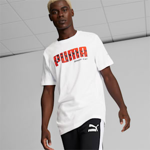 Camiseta con estampado cuadriculado Speed Cat para hombre, Puma White