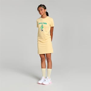 Super PUMA Girls Printed Graphic Dress, Light Straw