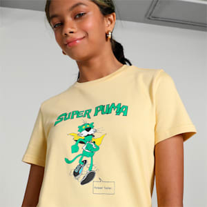 Super PUMA Girl's Graphic Regular Fit Dress, Light Straw, extralarge-IND