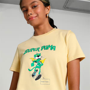 Super PUMA Girls Printed Graphic Dress, Light Straw
