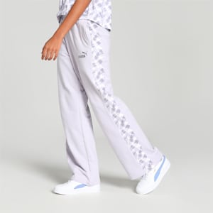 Printed Panel Girl's Relaxed Fit Pants, Spring Lavender, extralarge-IND