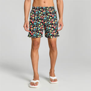 Men's All Over Print Woven Boxers, Puma Black-Sunny Lime-Porcelain-Georgia Peach, extralarge-IND