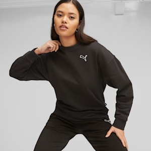 BETTER ESSENTIALS Women's Crew Neck Long Sleeve, PUMA Black, extralarge