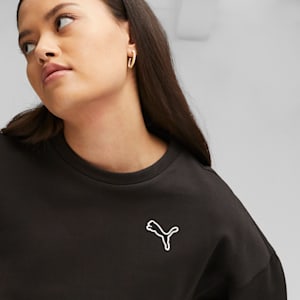Chandail à manches longues et col rond BETTER ESSENTIALS pour femme, PUMA Black, extralarge