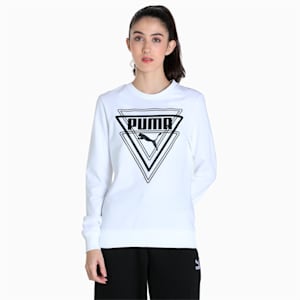 Graphic Women's Regular Fit Crew-Neck Sweatshirt, Puma White, extralarge-IND