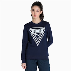 Graphic Women's Regular Fit Crew-Neck Sweatshirt, Peacoat, extralarge-IND