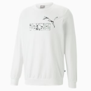 Sudadera de cuello redondo Summer Splash para hombre, PUMA White, extralarge