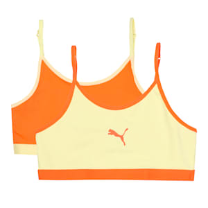 Youth Beginners Bra Tops Pack of 2, Carrot-Yellow Pear
