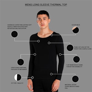 Men's Long Sleeve Thermal T-Shirt with DryCELL Technology, Puma Black, extralarge-IND