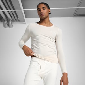 Long Sleeve Thermal Men's T-Shirt, Ivory Glow