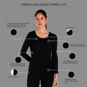 Women's Long Sleeve Thermal T-Shirt with dryCELL Technology, Puma Black, extralarge-IND