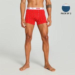 Men's Stretch Printed Trunks-Pack of 2, Dark Denim-American Beauty, extralarge-IND