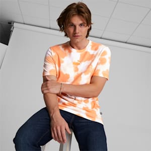 Cloud Tie Dye Men's Tee, Bright Melon, extralarge