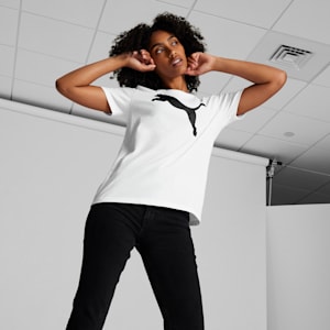 Essentials Big Cat Logo Women's Tee, PUMA White, extralarge