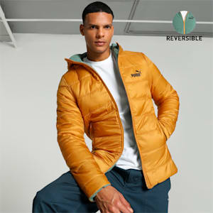 Men's Reversible Slim Fit Hooded Jacket, Amber, extralarge-IND