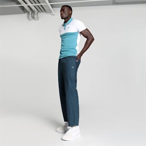 Polo shirt and track pants sales