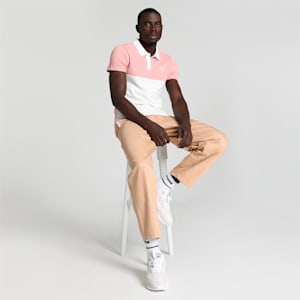 Colorblock Men's Slim Fit Polo, Warm White, extralarge-IND