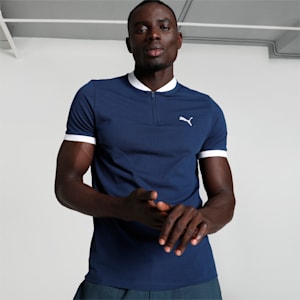 Baseball Collar Men's Slim Fit Polo, Parisian Blue, extralarge-IND