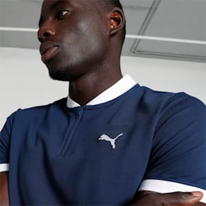 Baseball Collar Men's Slim Fit Polo, Parisian Blue, extralarge-IND