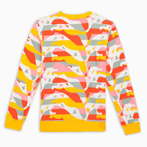 PUMA Worldwide Printed Boy's Sweatshirt, Yellow Sizzle, extralarge-IND