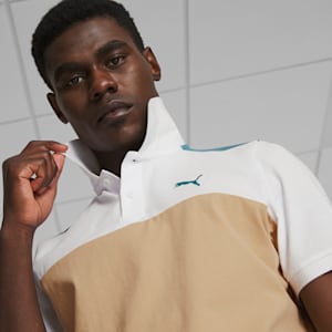 Essential+ Block Men's Polo, Sand Dune