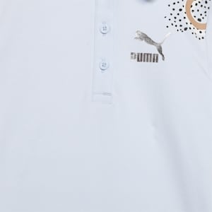 Flower Graphic Kid's Polo Dress, Icy Blue, extralarge-IND