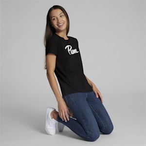 Camiseta con logo iridiscente para mujer, PUMA Black, extralarge