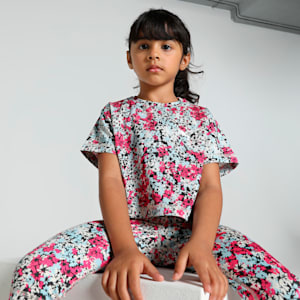 TRAIN FAVORITE Youth Relaxed Fit Crop T-shirt, PUMA Black-Garnet Rose, extralarge-IND