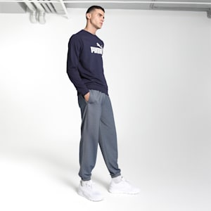 Big Logo Men's Crew-Neck Sweatshirt, PUMA Navy, extralarge-IND