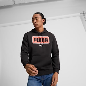 Stitched Logo Men's Hoodie, PUMA Black, extralarge