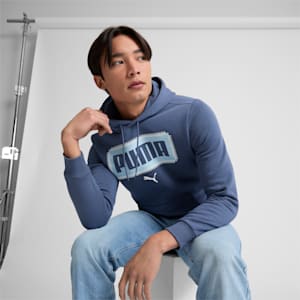 Stitched Logo Men's Hoodie, Inky Blue, extralarge