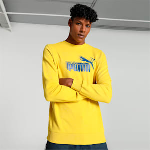 Men's Graphic Crew-Neck Sweatshirt, Sun Ray Yellow, extralarge-IND