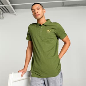 Classics Jacquard Men's Slim Fit Polo, Olive Green, extralarge-IND