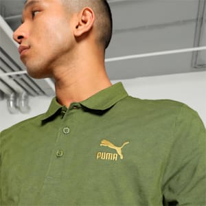 Classics Jacquard Men's Slim Fit Polo, Olive Green, extralarge-IND