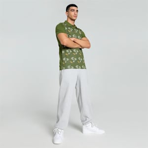 Men's Classics Elevated Printed Slim Fit Polo, Olive Green, extralarge-IND
