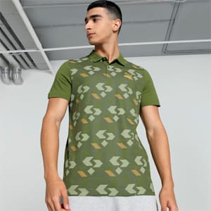 Men's Classics Elevated Printed Slim Fit Polo, Olive Green, extralarge-IND